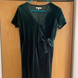 MADEWELL XS Green Velvet Wrap Dress